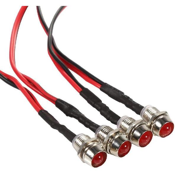 Keenso 4 Pcs 12V LED Pilot Light, 8mm Indicator Lamp Car Van Boat Indicator Light Pilot Dash Bulbs Directional Lamp(Red)