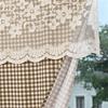 Kitchen Short Curtain Panel with Top, Light Filtering Polyester Privacy Panel and Trim Accent Style Window Drape