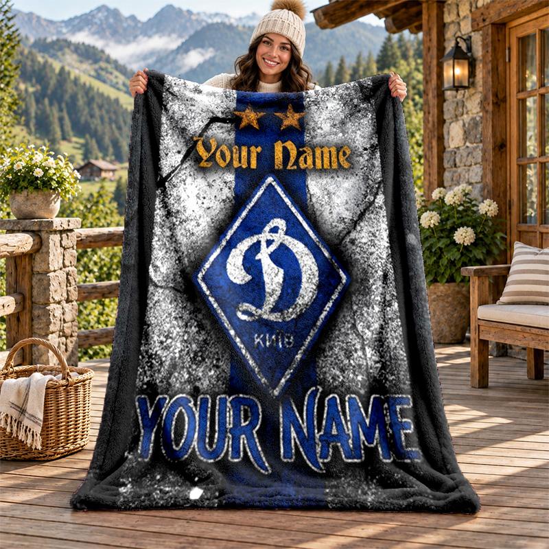 FC Dinamo Minsk Custom Name Flannel Blanket Personalized Soft Warm Plush Throw Blanket Customized Gift for Family Friends