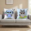 Cute Cartoon Owl Cushion Cover Multi-Scene Pillow Cover for Home & Car - Reversible, Soft & Durable for Daily Use