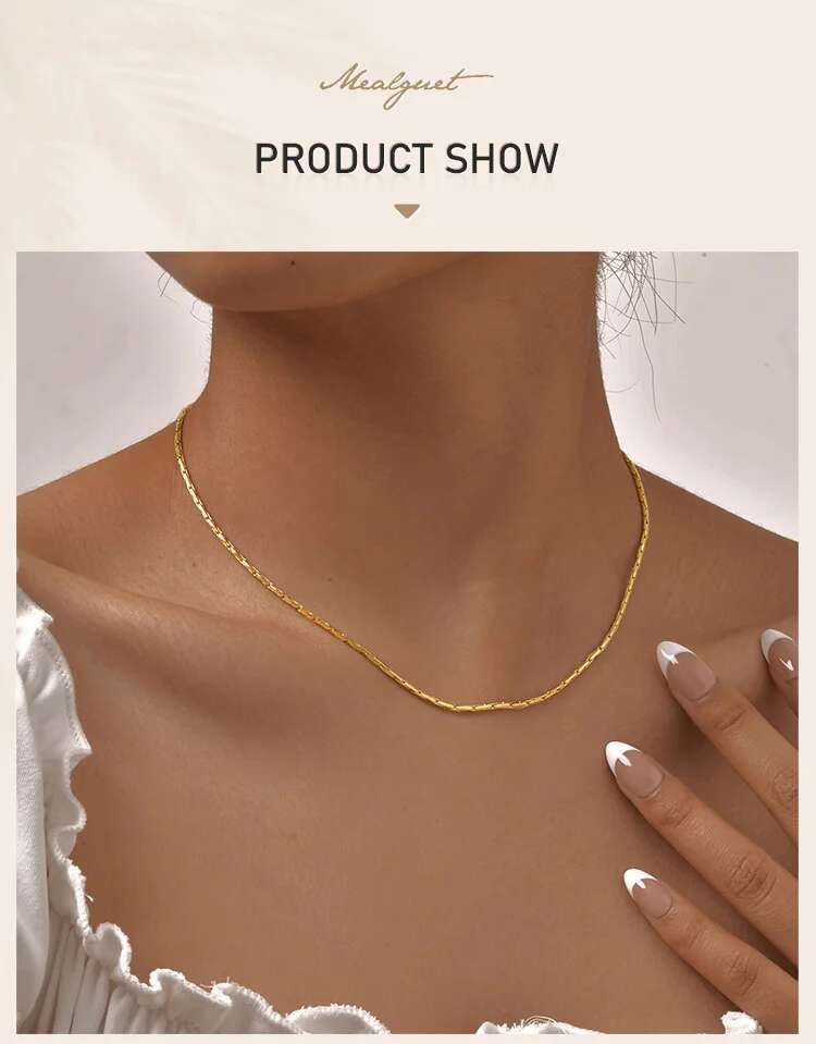Stainless Steel Chain Necklace for Women,  0.6/0.8/1.0mm/1.8mm/2.3mm Thin Italian Choker Necklace 40cm-45cm