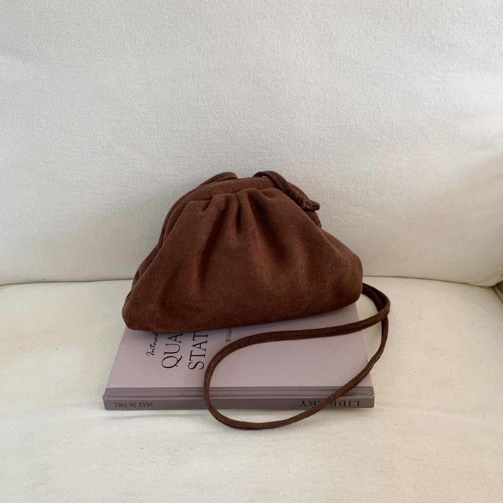 2025 Autumn Suede Cloud Bags Pleated Shoulder Crossbody Bags Luxury Vintage Tote Bags For Travel Commuting Dumpling Handbags