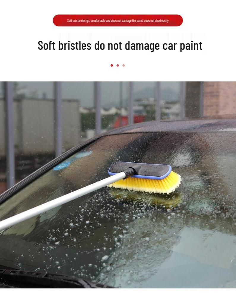 Yellow 1.5m Water Flow Car Wash Brush with Long Handle for Self-Service Car Care