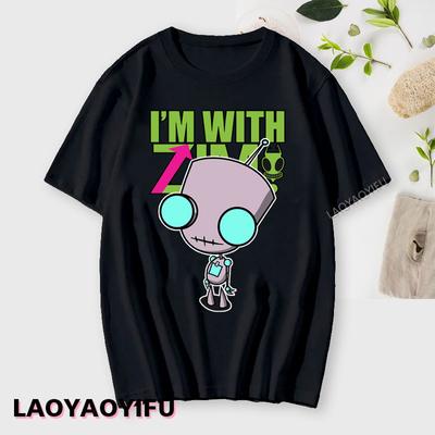 Anime Invader Zim Invader Gir Graphic Tshirt Zim Image Cartoon T Shirt Unisex Unisex Cotton Tee Shirt Fashion Shirt Streetwear Tops Unisex