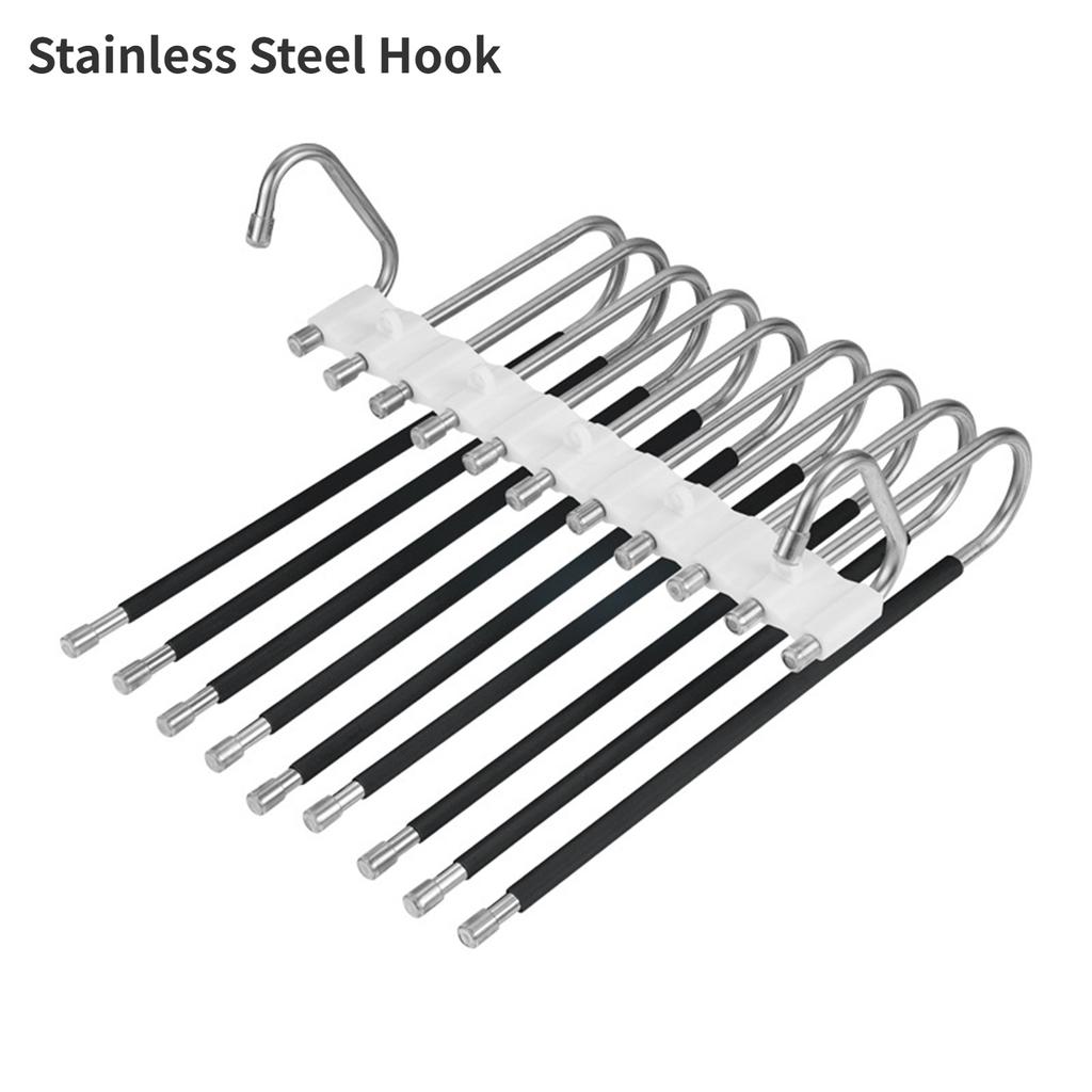 Multifunctional Foldable Pants Hanger,5/9 Layer Wardrobe Storage Rack for Scarf Towel,Space-saving Retractable Clothes Organizer