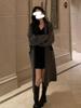 [Original practice] Small V-neck waist pleated dress for women's spring and autumn long-sleeved slim-fitting short hip wrap