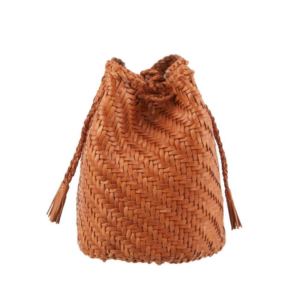Dragon Diffusion 8838 Cuoio Pom Pom Double Jump Shoulder Bag