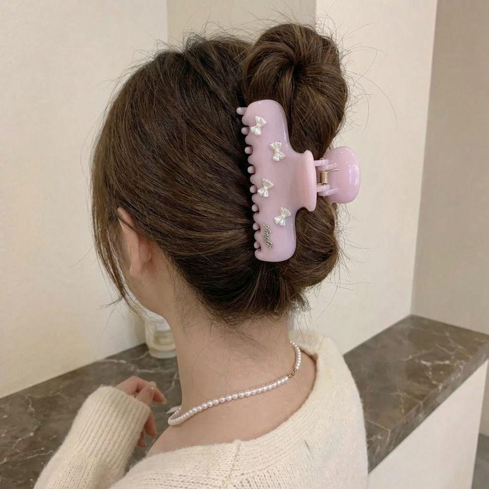 Plastic Bow Hair Claw PC Large Shark Clip Personalized Bowknot Hair Clip  Streetwear