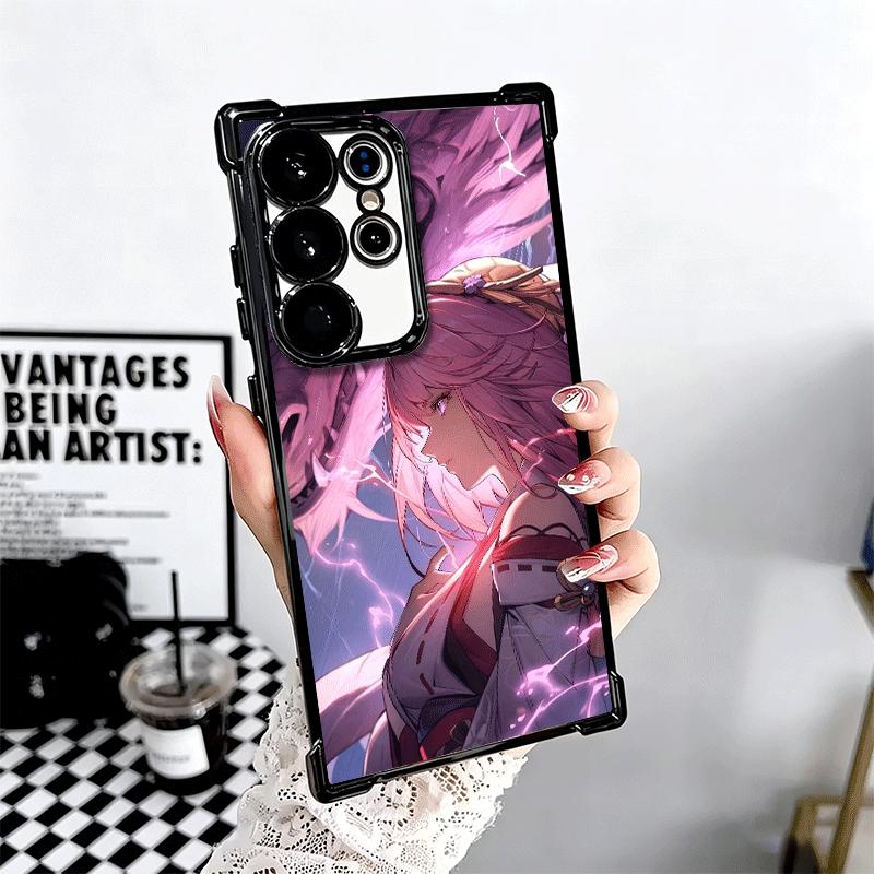 Genshin Impact Yae Miko Plating Phone Case For Samsung Galaxy S24 S25 FE S26 Edge S23 Ultra S22 S21 Plus S20 Anti-Fall Airabag C