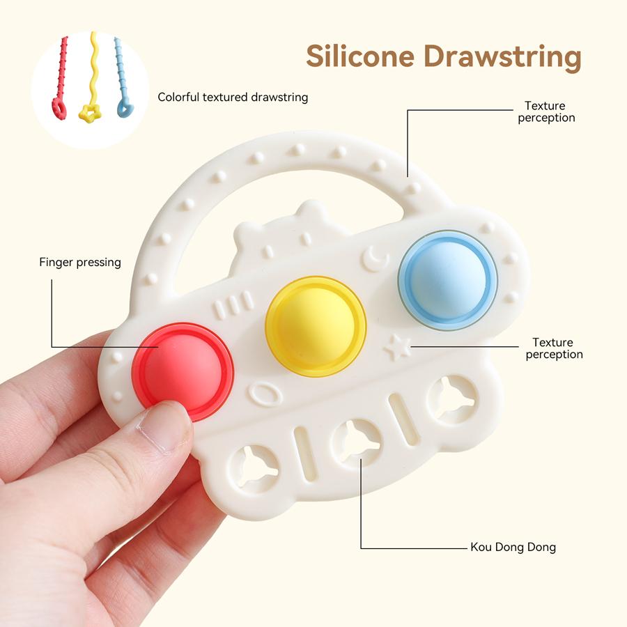 Baby Bpa Free Silicone Teether Toy Montessori Teething Training Infant Pull String Activity Toy For Toddlers Sensory Toys
