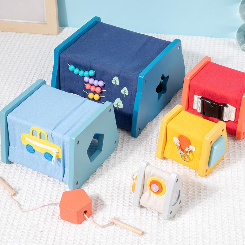 Children's Wooden Busy Tower: Multifunctional Educational Toy for Early Learning, Shape Matching, and Hands-on Skill Development