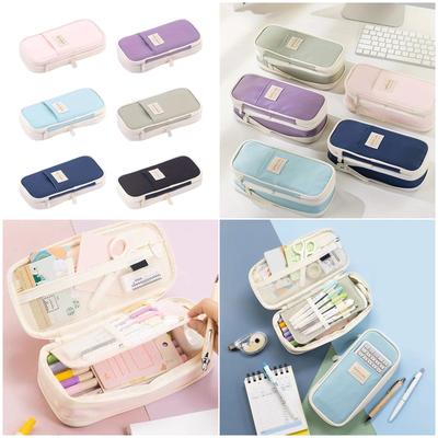 Korean Styles Pencil Case Large Capacity Pencil Box Simple Pen Bag School Office Supplies For Students Storage