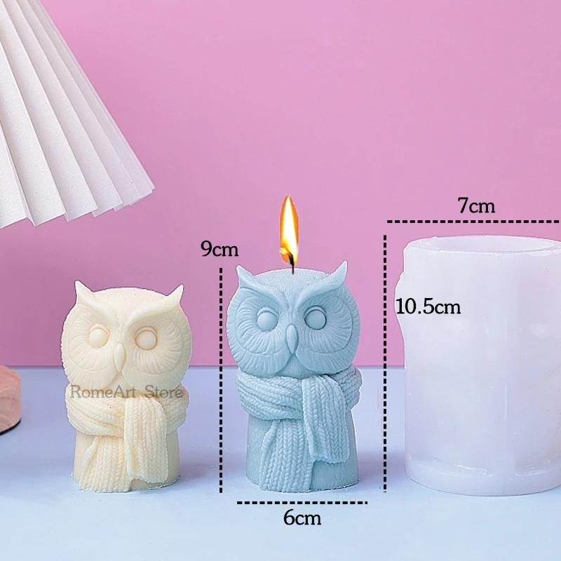 Große Eulenkerze Silikonform 3D Schal Eule Basteln Gips Harz Zementform DIY Tier Seife Schokolade Kuchen Backwerkzeug