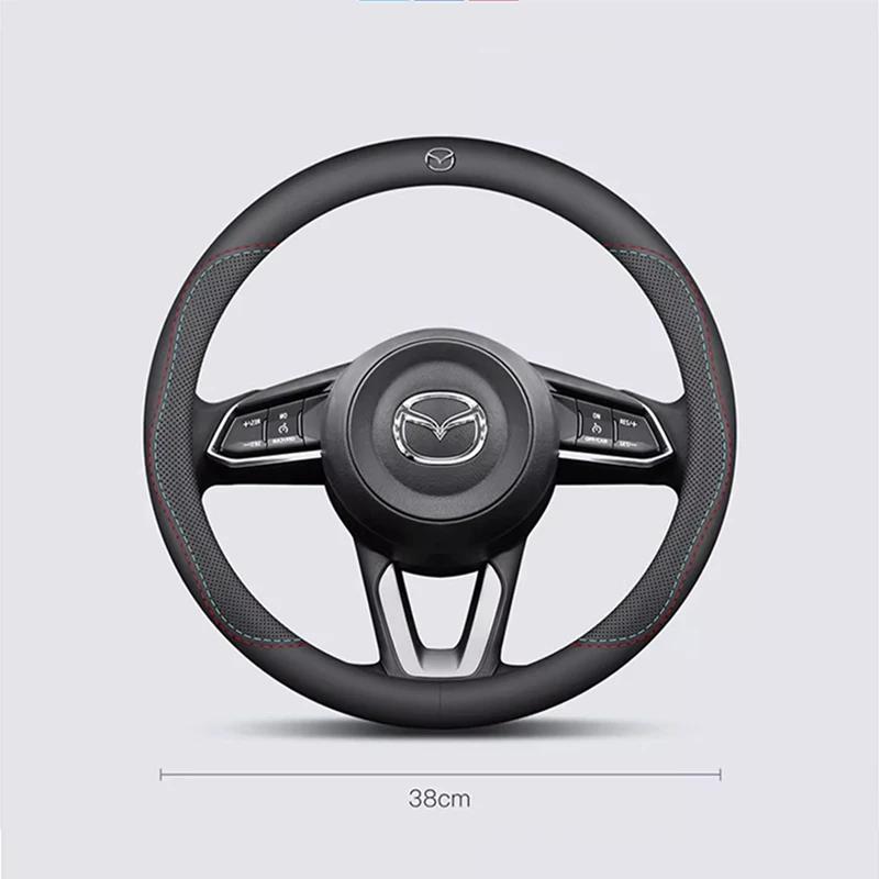 2025 Hot 38cm Nappa Leather Anti Slip Car Steering Wheel Cover For Mazda Speed 2 3 5 6 Atenza CX80 CX70 CX90 CX3 CX5 CX8 MX30 CX