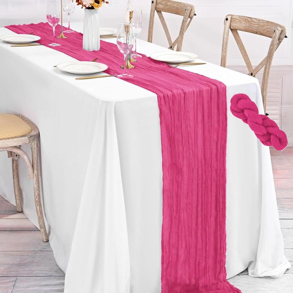 Balinese Gauze Crinkle Table Runner - Braided & Ruffled for Weddings and Parties