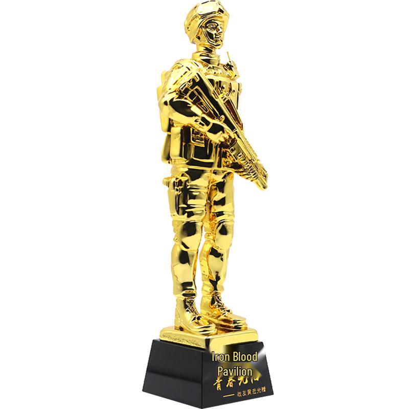 Military Veteran Retirement Golden Figurine