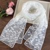 Elegant Hollow Lace Silk Scarf for Women - New Spring Style, Solid Color, Sun Protection Photography Gauze Scarf
