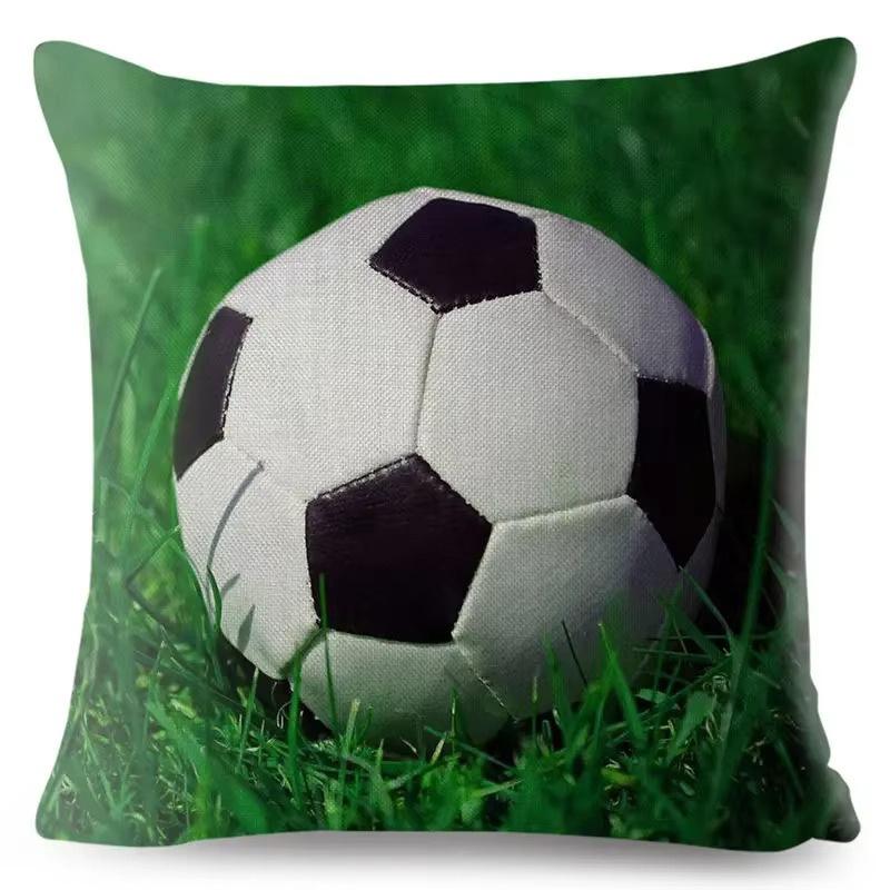 Fiery Soccer Ball Throw Pillow Covers, Flame Football Grass Field Print Cushion Cases, Sports Fan Decor For Bedroom Living Room