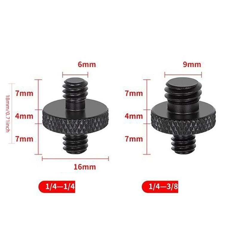 Double Headed Adapter Screw 1/4" Male To 1/4" or 3/8" Male Threaded Adaptor for Tripods Fill Light Stand Camera Cage