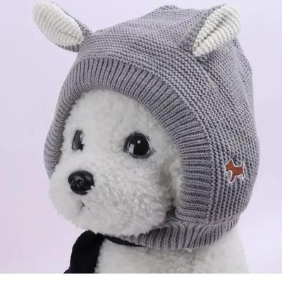Pet Headgear Dog Hat Warm and Windproof Hats Autumn and Winter Rabbit Ear Velvet Knitted Hat Large Dog Utility Pet Accessories