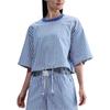Lockeres gestreiftes Rundhals-Kurzarm-T-Shirt Damen Oberteile Blau IH8485-480