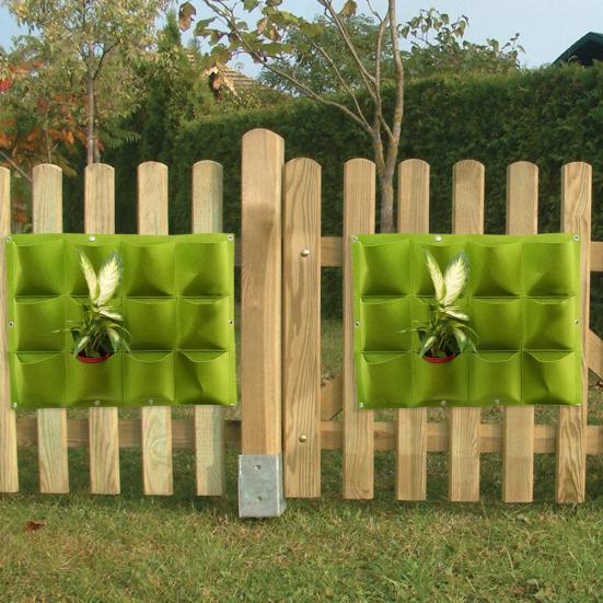 

Wall Planting Bag Vertical Gardening Grow Bag Breathable Wall Planter with Multiple Pockets for Office Home Balcony Indoor A зелений