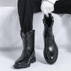 Bottes Montantes en Cuir Pointues Rétro Chelsea Grande Taille pour Homme Automne/Hiver