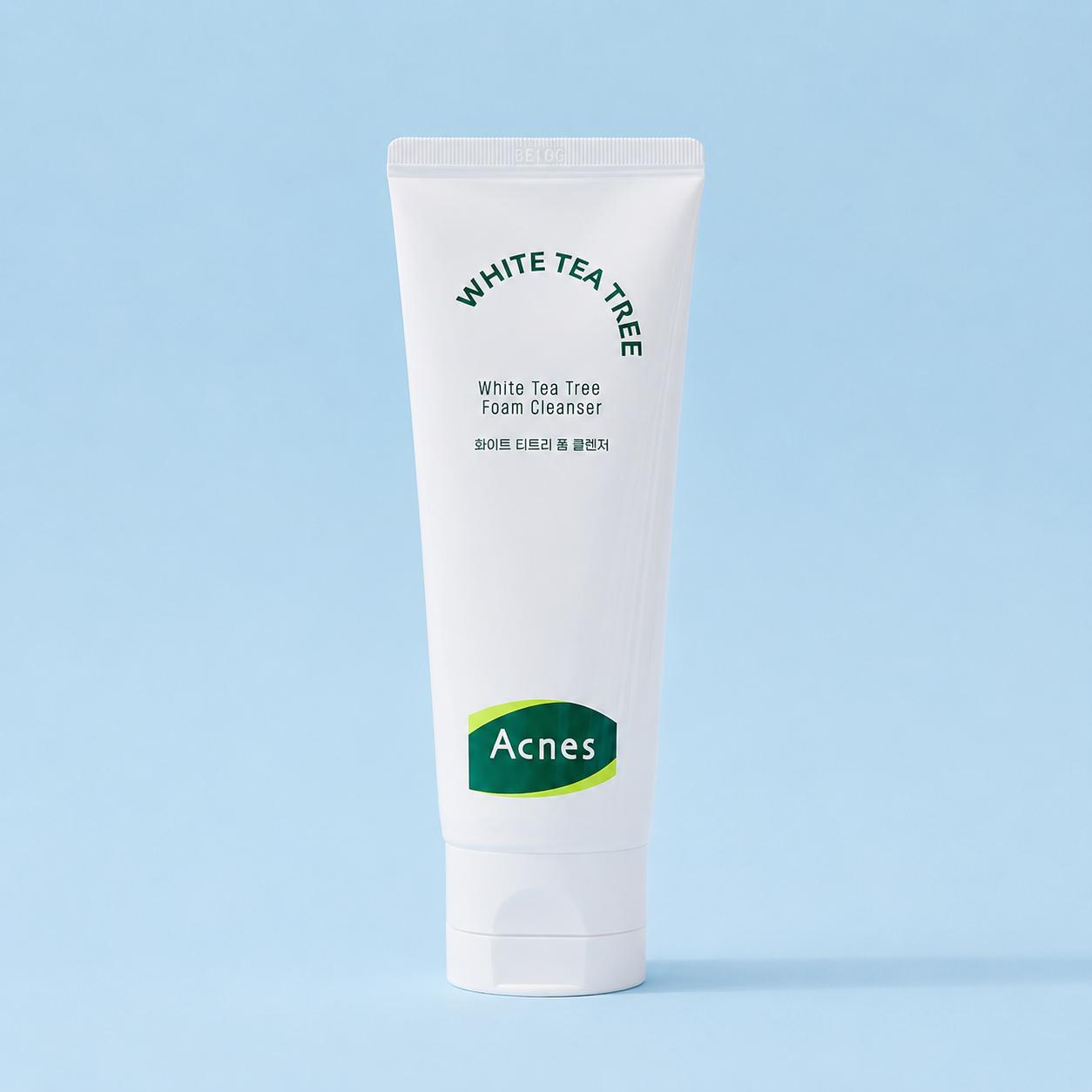 ACNES White Tea Tree Foam Cleanser 100ml Acne Care Facial Cleansing Foam for Sensitive Skin K-Beauty