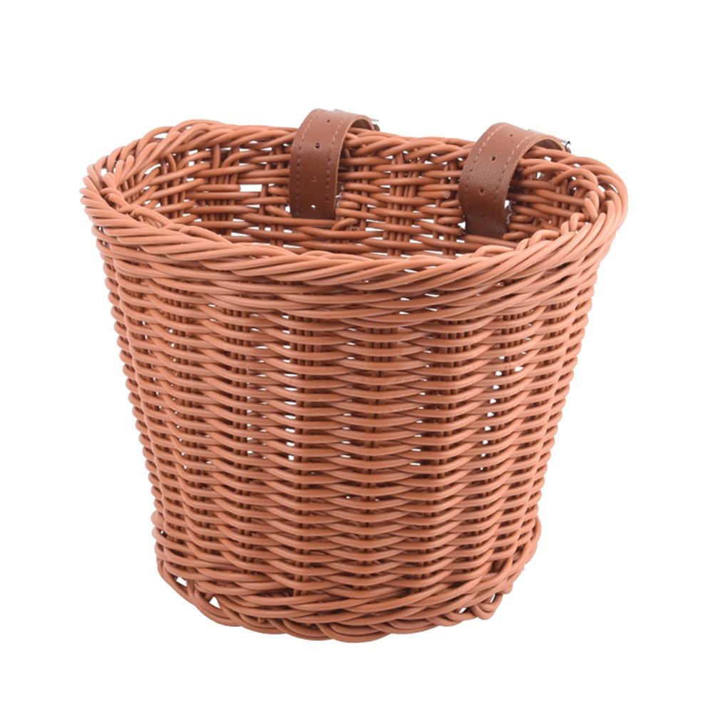 10 Colors Rattan Wicker Bicycle Storage Bag Front Handlebar Basket  Bicycle Accessories коричневый