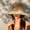 New Women'S Lace Sun Hat Wide Along The Beach Hat Summer Straw Hat Folding Sun Hat Head Women'S Beach Uv Protection Hat