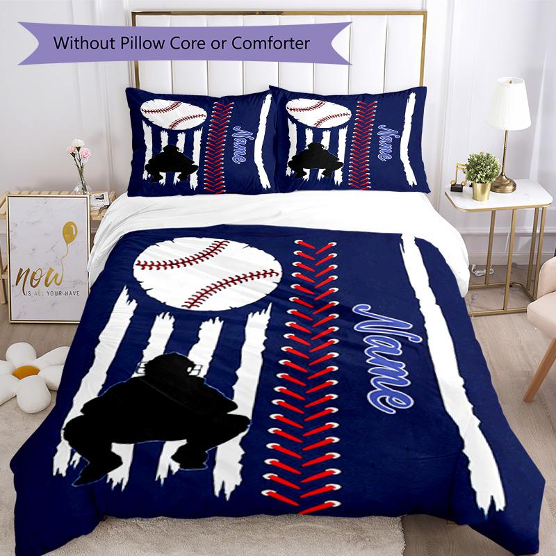 Softball Player Customize Your Name Bedding Set Breathable Duvet Cover With Pillowcases Decorative Bed Linen For Bedroom Home Decoration Birthday Gift