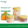 Transparent Sealed Kitchen Storage Jar with Wood Grain Lid for Cereal, Dried Fruit, and Nuts