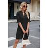 Spring and Summer Solid Color Jacquard V-neck Loose Dress