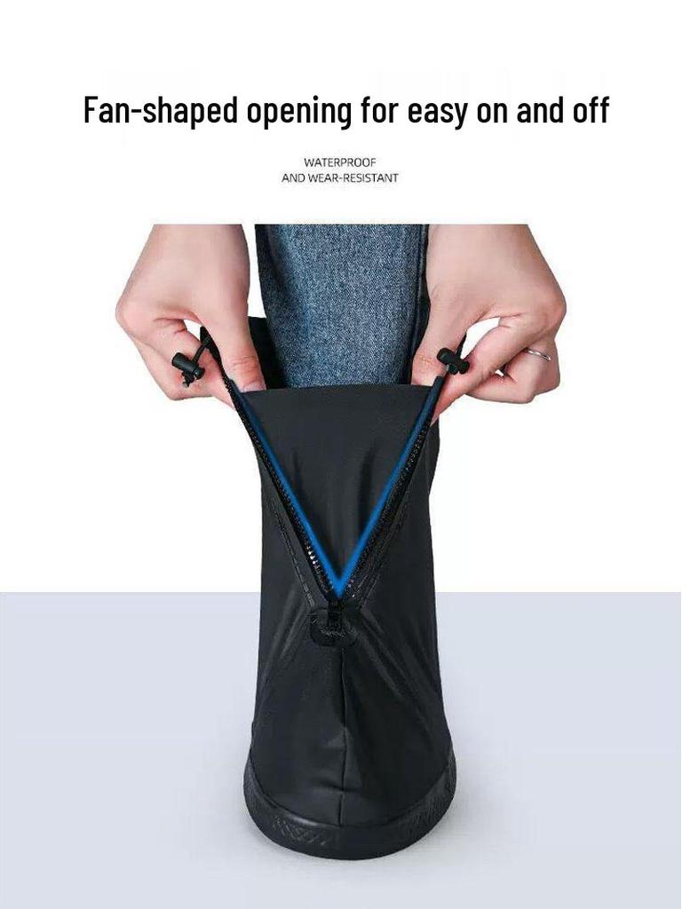 Rainproof Non-Slip Mid-Calf Overshoes with Wear-Resistant Tire Sole and Seamless Edging for Students