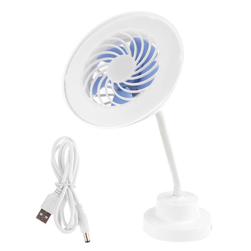 

2 in1 USB Powered Desk Fan Lamp 3 Speeds Adjustable with Finger Sensor Switch Table Fan LED Light for Camping Home