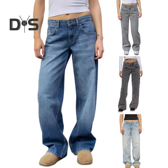 Wide Leg Jeans for Women High Waist Stretchy Denim Pants with Pockets Casual Straight Leg Jean Trousers