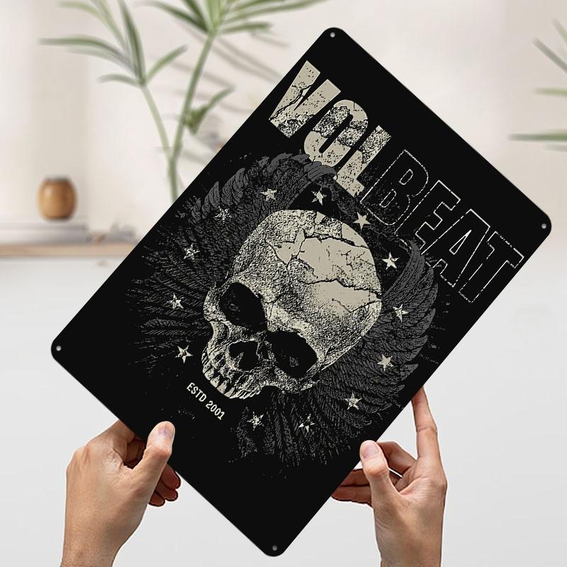 

Volbeat Skull and Wings Design Printed Poster Customized Wall Art Retro Vintage Metal Tin Signs for Wand Deko Decoration At Home 7.9x11.8In(20x30cm)