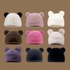 Head Circumference 58-60cm Plush Cute Bear Ear Beanie With Ear Warm Fluffy Faux Fur Bucket
