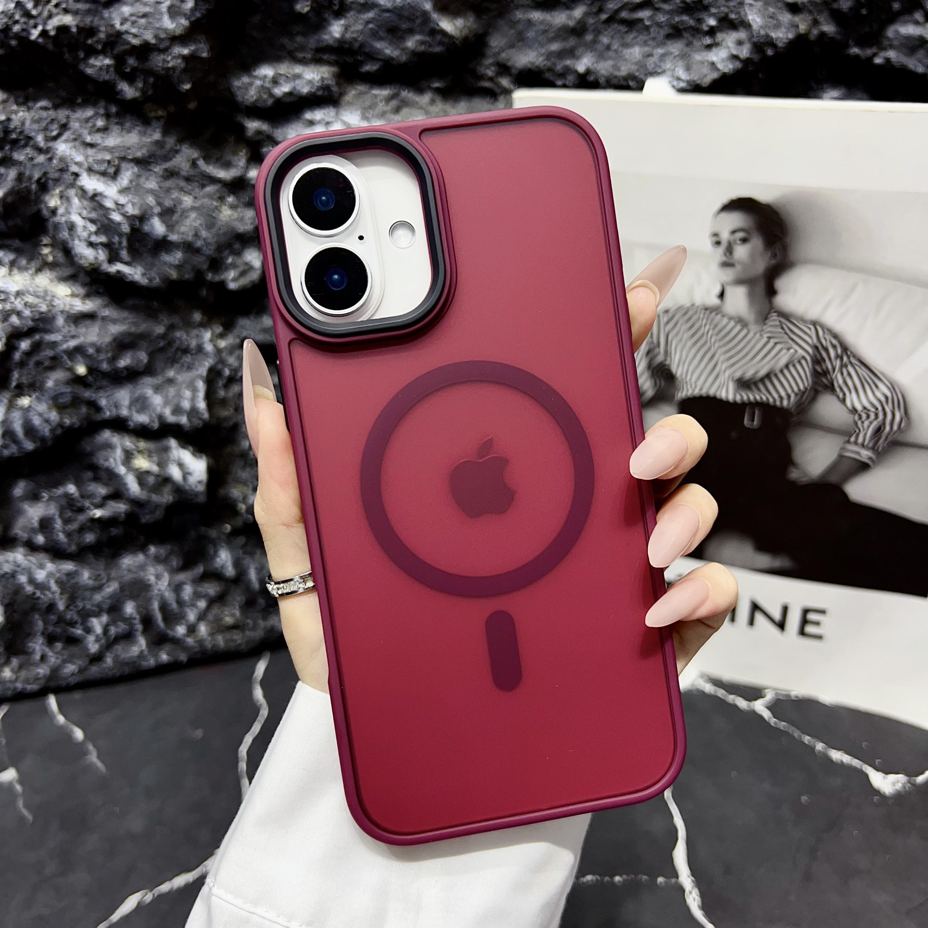 

For iPhone 16 Plus Case Compatible with MagSafe Skin-Touch Matte Anti-Drop TPU+PC Phone Cover Wine Red