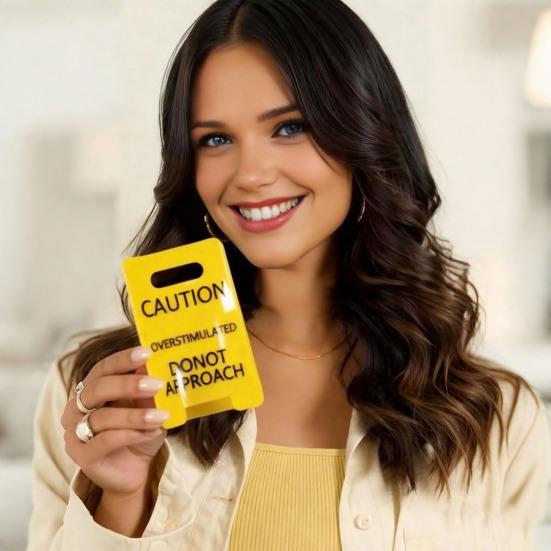 Yousheng 1/2/3Pcs Overstimulated Warning Hair Claw Yellow Caution Sign Hair Clip Thick Hair Strong Hold Hair Accessories