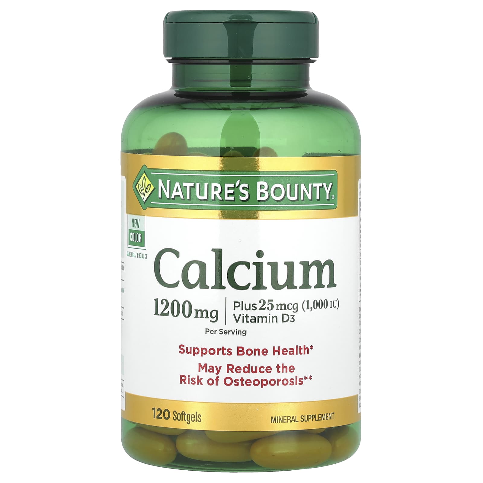 

Nature S Bounty, Calcium Plus Vitamin D3, 1,200Mg, 120 Softgels (600Mg per softgel)