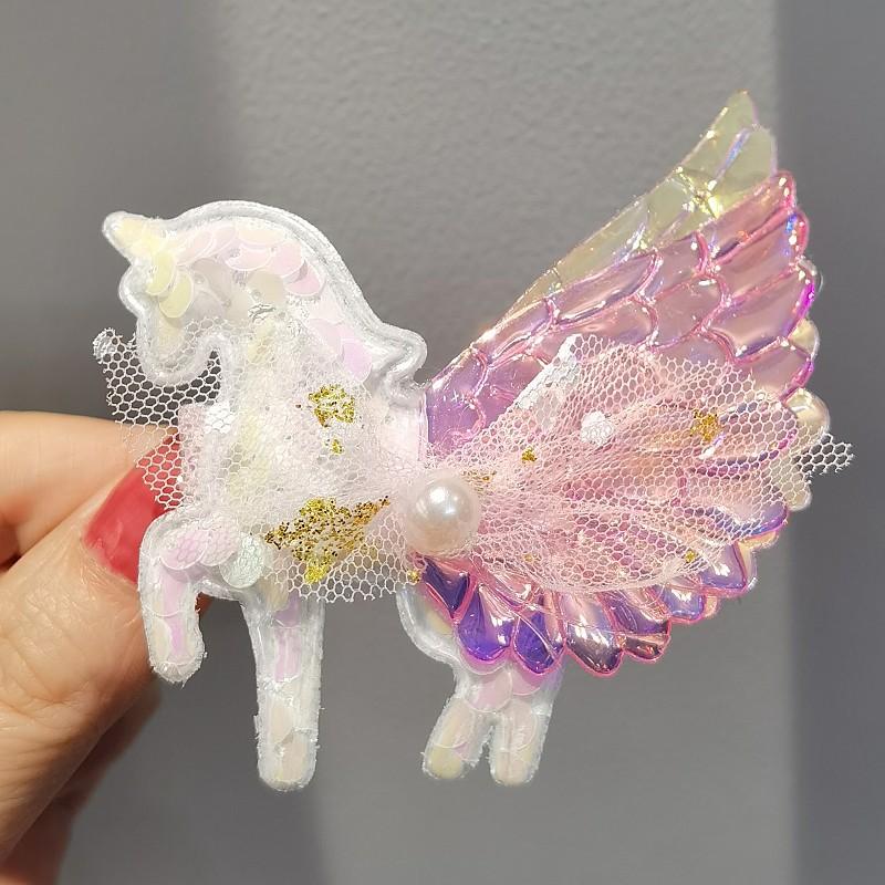 Clip para el pelo de unicornio con alas de ángel Accesorios para el pelo para niños Clip para el pelo de unicornio Clip lateral Clip para la parte posterior de la cabeza