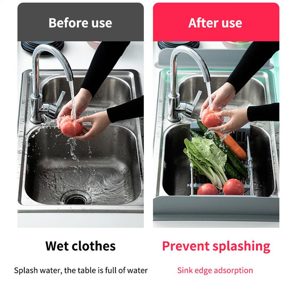 Silicone Sink Baffle Kitchen Splash Guard Household Non Slip Water Barrier For Washing Dishes And Vegetables Adhesive Partition