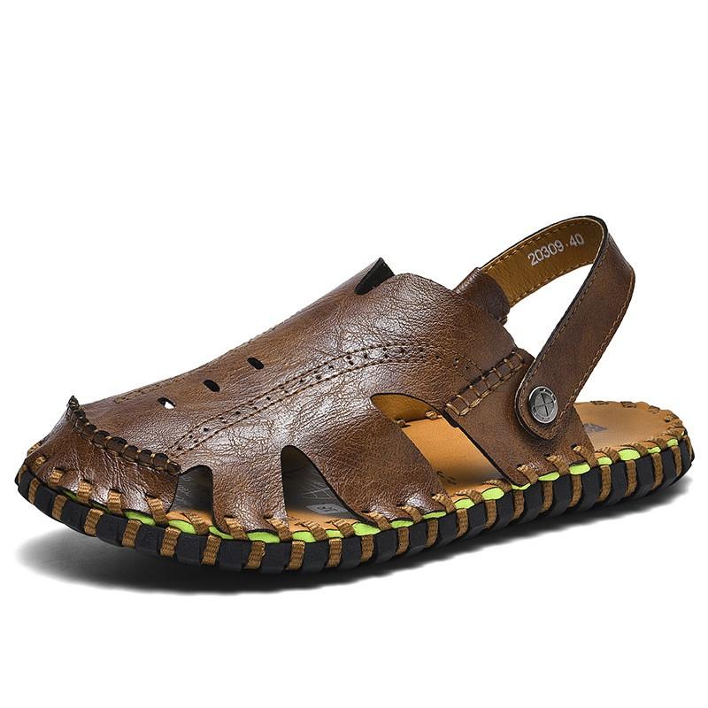 Mens Open-Toe Sandals Outdoor Beach Shoes Casual Slip-On With Stitched Detail