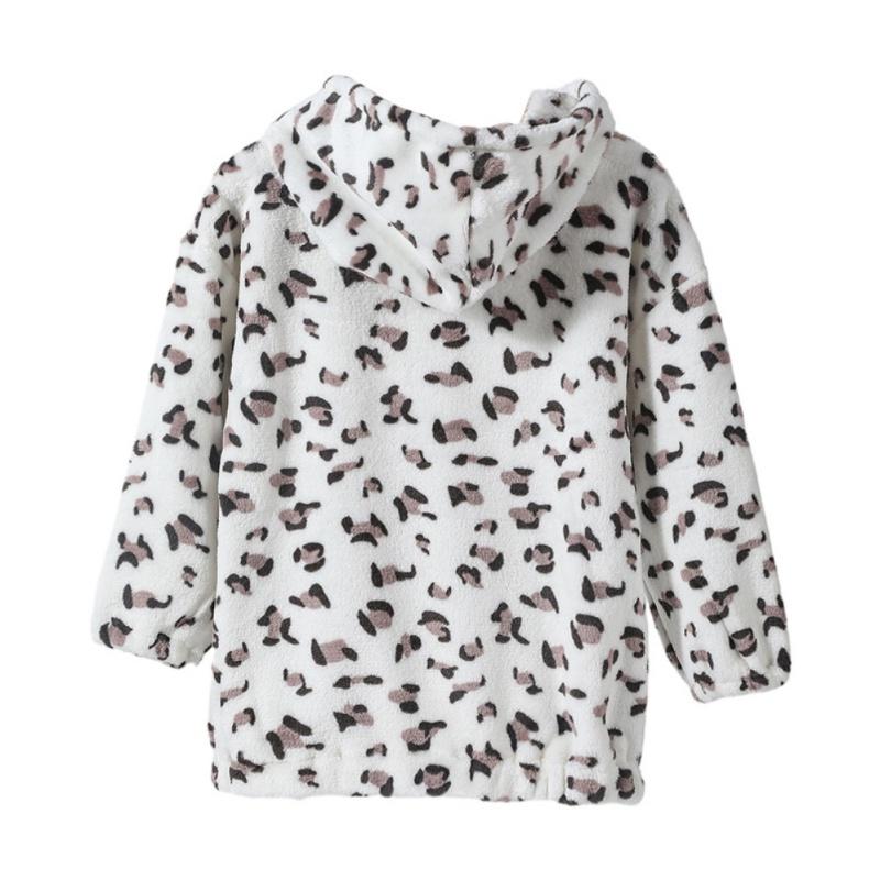 2-6 Years Kids Hooded Pullover Soft Pulsh Coat Front Pocket