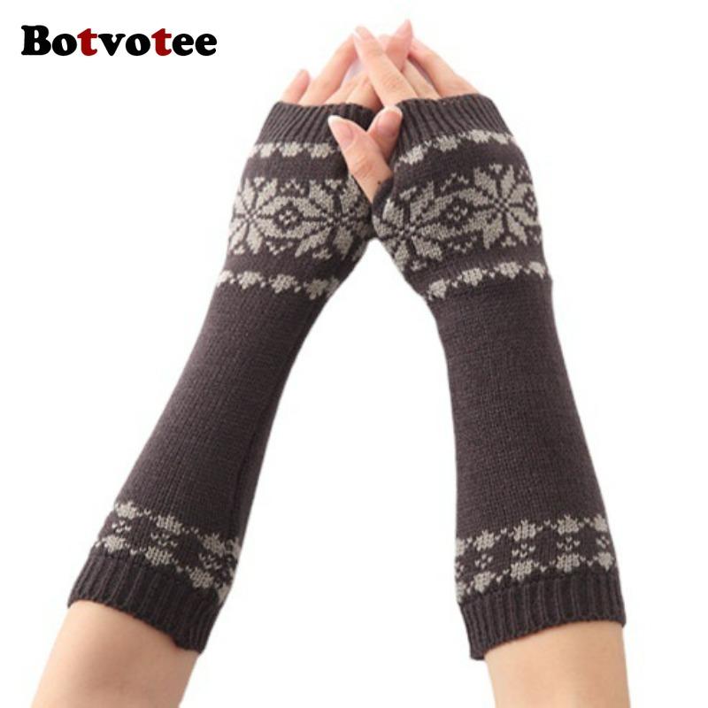 Botvotee Sleeves for Women Y2k Accessories Free Shipping Arm Warmers Korean Fashion Winter Knit Half Finger Fingerless Gloves