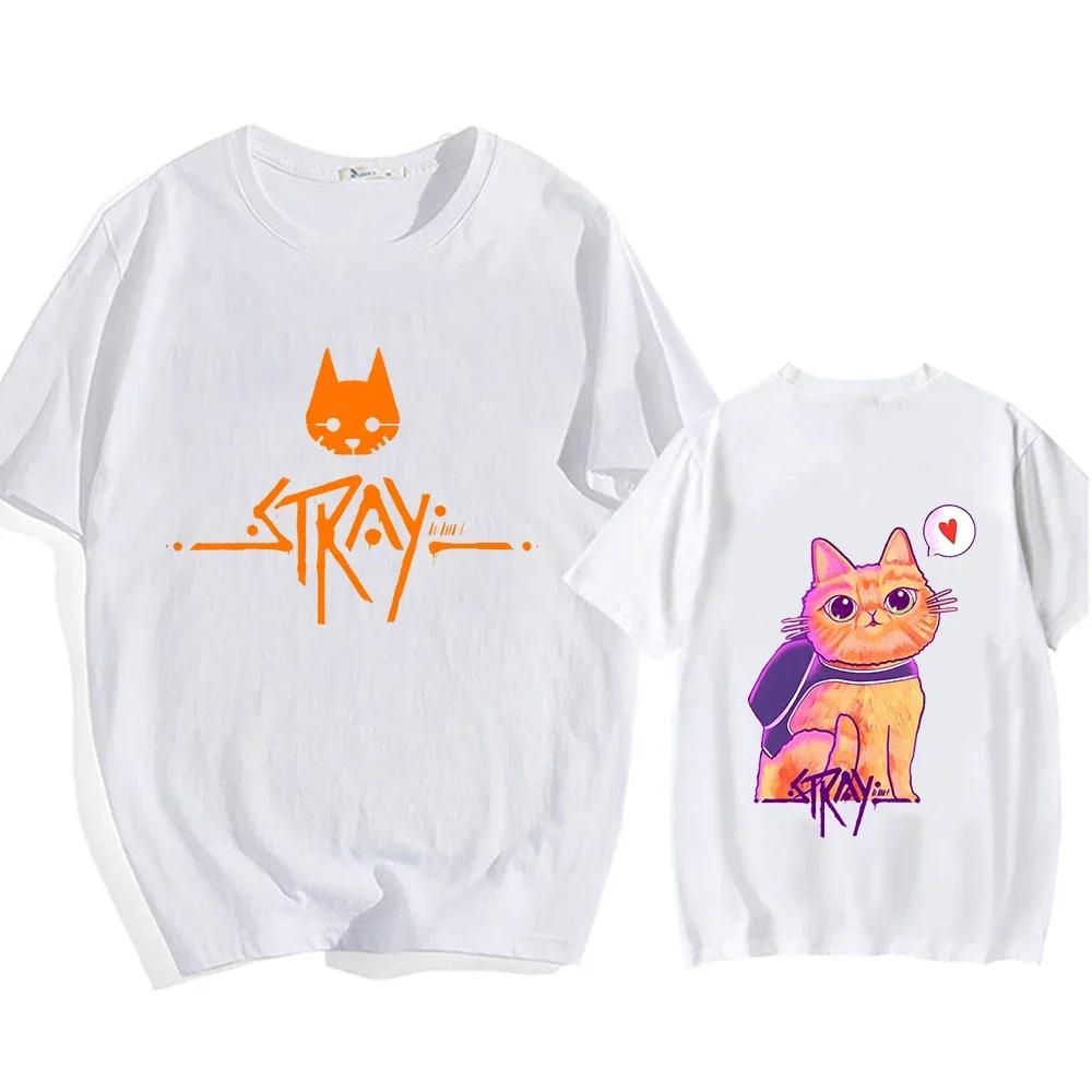 

Гра Stray Game Кіт Момо З принтом Графічний Аніме Футболки Естетична Манга Футболка Звичайна Бавовняна Футболка М яка Чоловіча/Жіноча Футболка 3XL