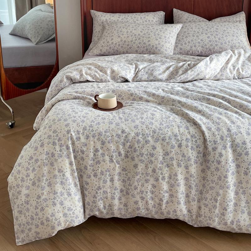 

Бавовна класу А для матерів та немовлят Двошарова пряжа Набір 4 шт. Аеробна, приємна до шкіри, чиста бавовна Простирадло, підковдра Преміальна постільна білизна 0.9-1 bed sheet 3pc set quilt1.5*2m