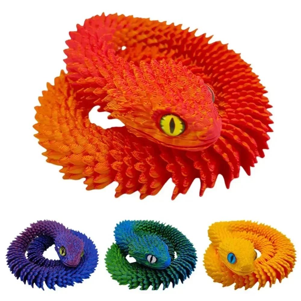 3D Printed Snake Movable Joint Simulation Snake Figurine Creative Home Office Desktop Ornament New Year Gifts Crafts Gifts