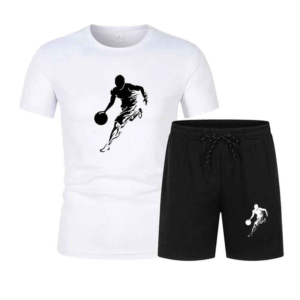 Men's Summer Mesh Jogging Set: Short-Sleeved T-shirt + Sports Shorts - Fashionable Casual Sportswear